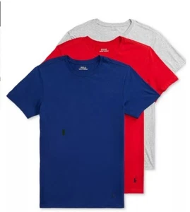 POLO RALPH LAUREN MEN’S 3-PACK CREW NECK T SHIRT , RED, BLUE & GREY - SMALL - Picture 1 of 1