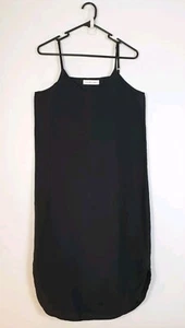 Assembly Label Women's Black Silk & Linen Blend Lined Slip Dress - Size 12 - Picture 1 of 12