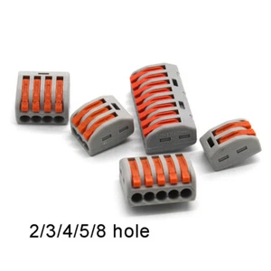 Connettori elettrici 2/3/4/5/8 vie blocco fili morsetto cavo terminale 100V riutilizzabile - Foto 1 di 10