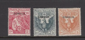 ITALIAN COLONIES, SOMALIA: 1916 Red Cross set to 20¢+5¢ Orange SG 19/21, MLH. - Picture 1 of 2