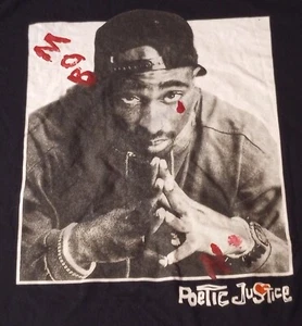 Poetic Justice Tupac Embellished Blood Splatter Mens T-Shirt Size XL - Picture 1 of 4