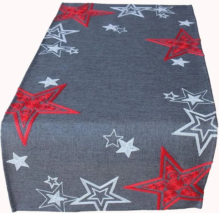 Tischwäsche Mitteldecke Stickerei Sterne Winter Weihnachten - Bild 1 von 1
