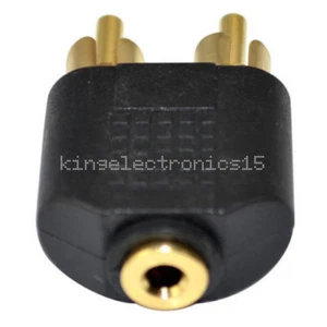 3.5 mm Female To 2 RCA MALE Stereo Audio Adapter Connector Converter NEW - Picture 1 of 4