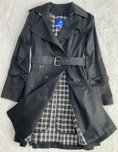 Burberry Blue Label Woman's Trench Coat w/Liner Black Asian Fit 40 US Size S~M - Picture 1 of 21