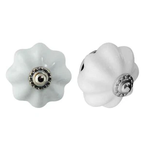 24x Vintage Flower Ceramic Drawer Knobs Furniture Cupboard Door Handle White - Picture 1 of 6
