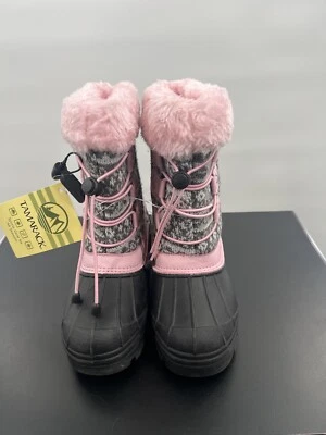 Bota de neve Tamarack malha floco de neve geométrica inverno menina tamanho 2 rosa cinza nova sem caixa - Imagem 1 de 4