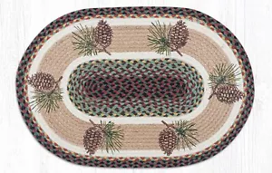 Braided Rug 20 x 30 inch Pinecones Cabin Lodge Decor Earth Rugs 100% Jute - Picture 1 of 1