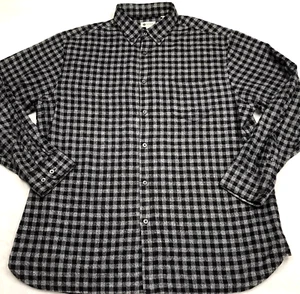 HAGGAR Flanellhemd Herren XL schwarz grau Gingham kariert dunkel Academia Skate Preppy  - Bild 1 von 16
