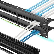 Rapink Patch Panel 48 Port Cat6 with Inline Keystone 10G Support, Pass-Thru C...