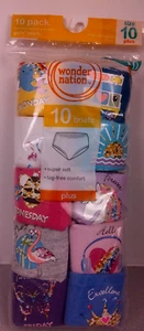 Wonder Nation Girls 10 Pack Days Of The Week Briefs Size 10 Plus - New (67) - Picture 1 of 16