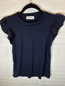 GILLI -Blue Sleeveless Ruffled Tank Top Sz Small Petite NWT - Picture 1 of 4