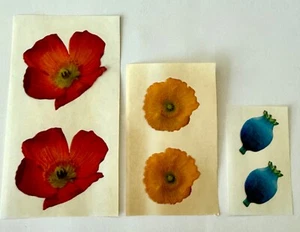 Vintage Puffy Magic Wax Red Yellow Poppy Flower Blue Pomegranate Floral Scented - Picture 1 of 4