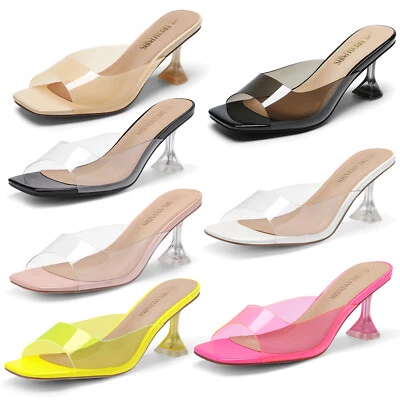 Sandalias de tacón de novia sin cordones de tacón alto con punta cuadrada para mujer Foto 1 de 4