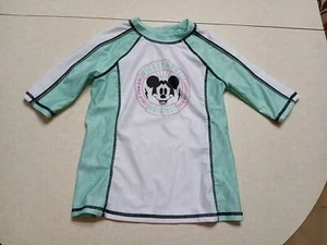 Disney Children's Swim Rash Guard 7/8 Mickey Mouse White Green - Picture 1 of 4