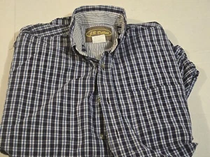 JB Dillon Mens Cotton LS Button Down Blue Pastel  Plaid Dress Shirt M - Picture 1 of 3
