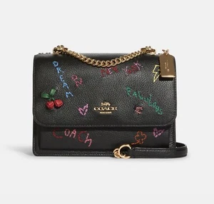 ☂️🍄Tracolla Coach Klare con diario ricamo oro/nero multi C8283 - Foto 1 di 9