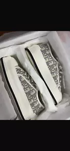 Christian Dior gray Walk’N’Dior oblique embroidered cotton motif lace up sneaker - Picture 1 of 8