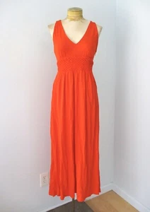 Anthropologie Maeve orange knit maxi tank dress cross straps braided waist 4P - Picture 1 of 6