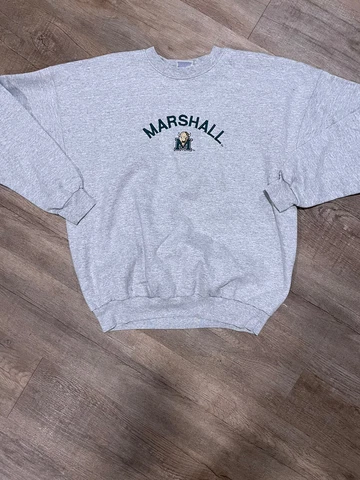 Embroidered Marshall University Green Pullover Sweatshirt Hanes VTG Y2K Size XL Cover