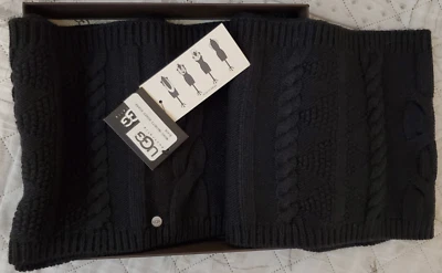 Bufanda infinita UGG negra tejida con cable NOHO, nueva nueva con etiquetas lana Australia nueva con etiquetas Foto 1 de 4