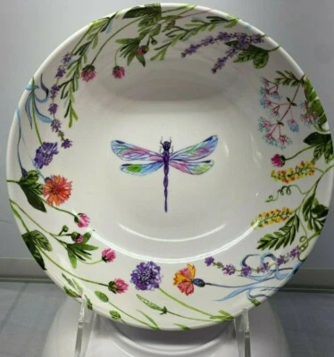 4 Pcs Set Melamine Salad Bowls 7.5 " Floral Dragonfly  Rachel Ashwell New NWT - Image 1 of 4