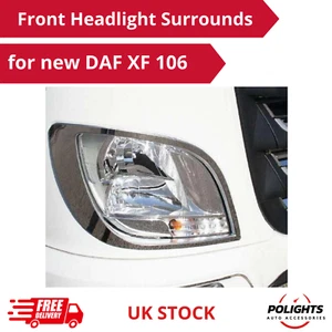Pair of Stainless Steel Headlight Surrounds – Mirror Polished for New DAF XF 106 - Picture 1 of 3