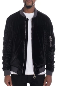 Men's Velour Jacket  Size Medium Zip Closure Ribbed Collar/Waist Trendy Fashion  - Bild 1 von 9
