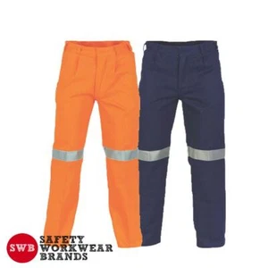DNC Workwear Mens Cotton Pants 3M Tape Size 72R-107R 87S-132S 74L-94L Work 3314 - Picture 1 of 3