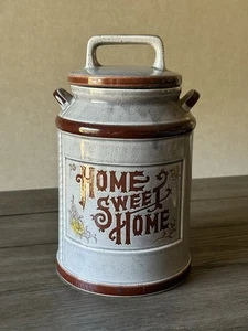 Barattolo biscotti vintage HOME SWEET HOME gres maculato ceramica Giappone 9,5" - Foto 1 di 13