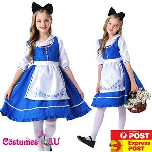 Girls Alice In Wonderland Costume Disney Fairytale Book Week Child Fancy Dress - Picture 1 of 7