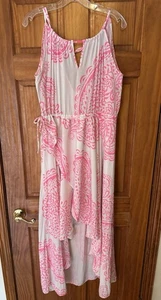 Calypso St Barth Small White Pink Maxi Hi Lo Dress Sleeveless Paisley Beach Boho - Picture 1 of 9