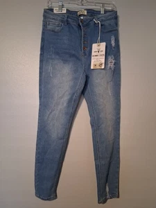 Skinny Fries Damen Distressed helle Waschung Skinny Jeans Gr. 17 Denim Mischung  - Bild 1 von 5