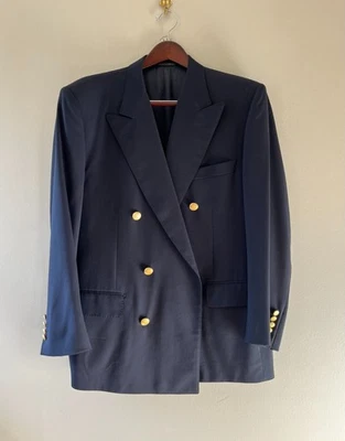 Corneliani Men's Wool Double Breasted Blazer Sport Coat Jacket 40S Gold Buttons - Image 1 of 4