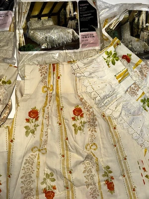 Cortinas plisadas pellizcar cinta cabaña años 70 de colección 8 paneles lazos 4 cenefas Foto 1 de 4