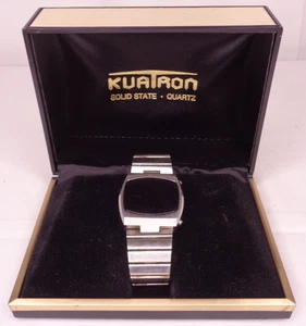 Orologio Kuatron LED digitale tono argento vintage anni 70 con cassa per riparazione ricambi - Foto 1 di 14