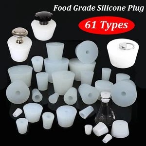 Konischer Silikonstopfen mit Loch Schleusenventil Flaschenstopfen Gummistopfen - Picture 1 of 70