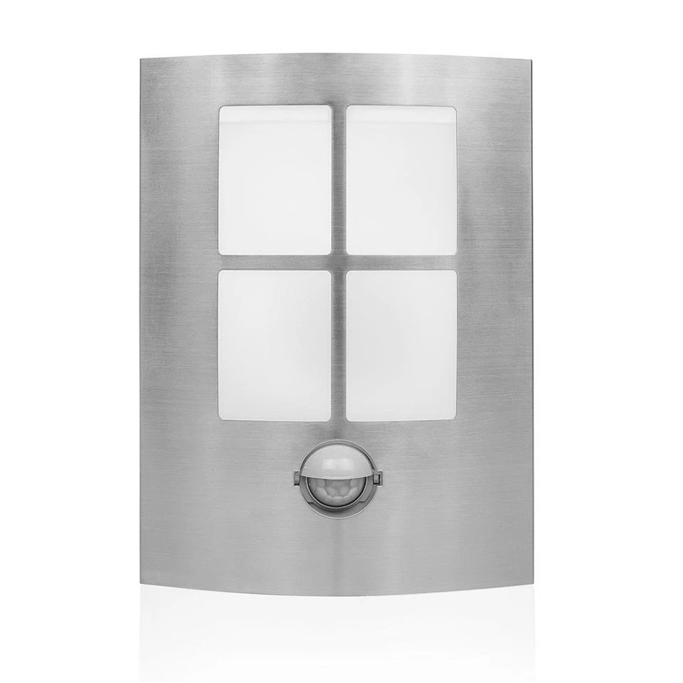 EATEL LED Applique Murale D'Extérieur Inox IP44 5,5W Chaude 3000K Détecteur - Photo 1/2