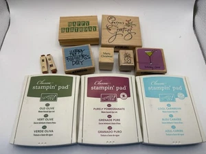 Menge (3) Stampin’ Pad Tinte & (7) Stempel Olive Granatapfel Cool Karibik - Bild 1 von 4