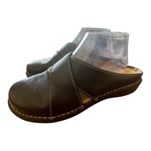 Falls Creek Mule Clogs Y2K Brown Size 9 Stitching Chunky VTG Leather Casual Work - Picture 1 of 11