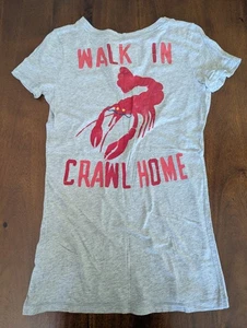 Womens size Small Abercrombie & Fitch V-neck Lobster Bar Crawl T-shirt Y2K Rare - Picture 1 of 9