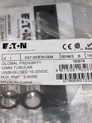 Eaton, E57-12GE10-GDB, Global Proximity 1M Tubular Unshielded 10-30VDC, NEW - Image 1 of 4