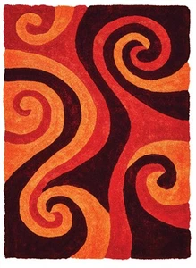 Orange Swirls Loops Wavy Whirls Circles Door Mat 2100 21550 - Aprx 1' 10" x 3' - Picture 1 of 2