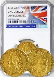 Great Britain George II 1753 1 Guinea graded by NGC as UNC DTLS. Highest graded! - Picture 1 of 1