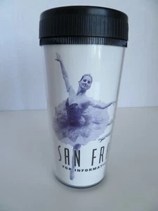 Vintage San Francisco Ballet 7" White Plastic Reusable Coffee Cup with Black Lid - Picture 1 of 12