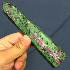 256g Natural Red Ruby in Green Zoisite Crystal Gem POINT HEALING ip0007 - Picture 1 of 12