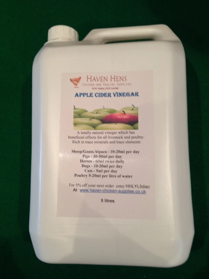 HAVEN HENS 5L GARLIC APPLE CIDER VINEGAR WITH MOTHER POULTRY 5 LITRES 5 Ltrs