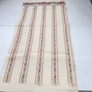 vintage fabric pillowcase panel beige red flowers cotton 42x88 2 yards - Picture 1 of 13
