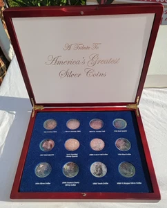 Tribute to America's Most Beautiful Silver Coins Set w/ Cherry Wood Display Box - Picture 1 of 18