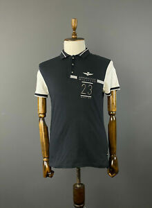 Men Aeronautica Militare #23 Black Short Sleeve Polo Shirt Size M