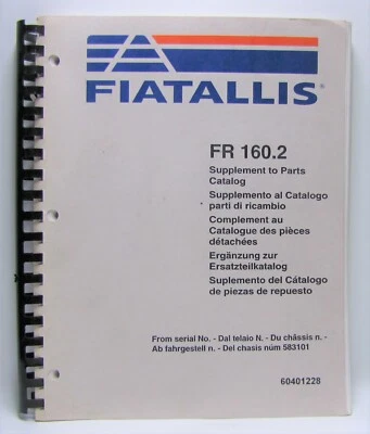 Fiat Allis FR 160-2 Suplemento Catálogo Piezas Foto 1 de 4